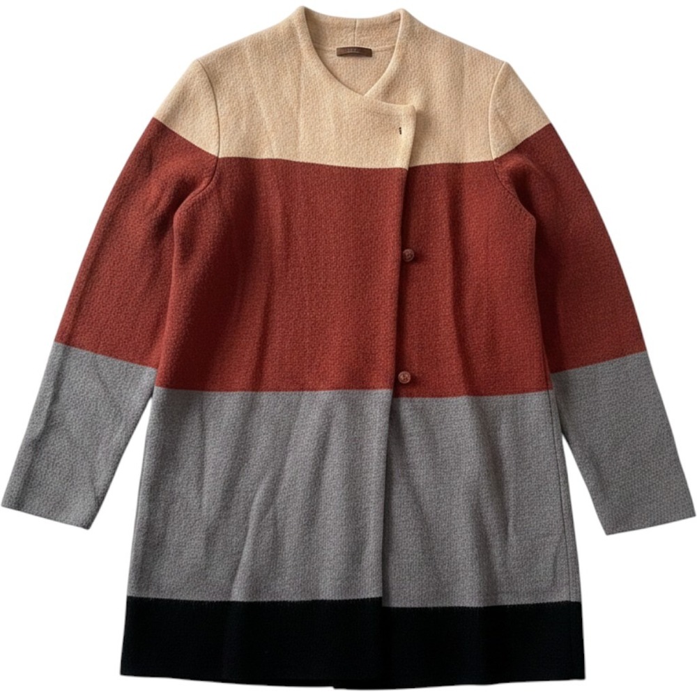 Cullen Women Colorblock Wool Blend Asymmetrical Snap Front Cardigan Jacket Boho